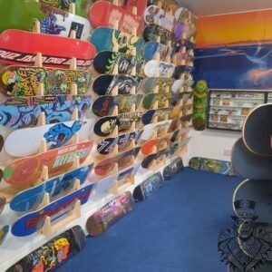 racks of skateboards