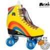 moxi rainbow and yellow roller boots